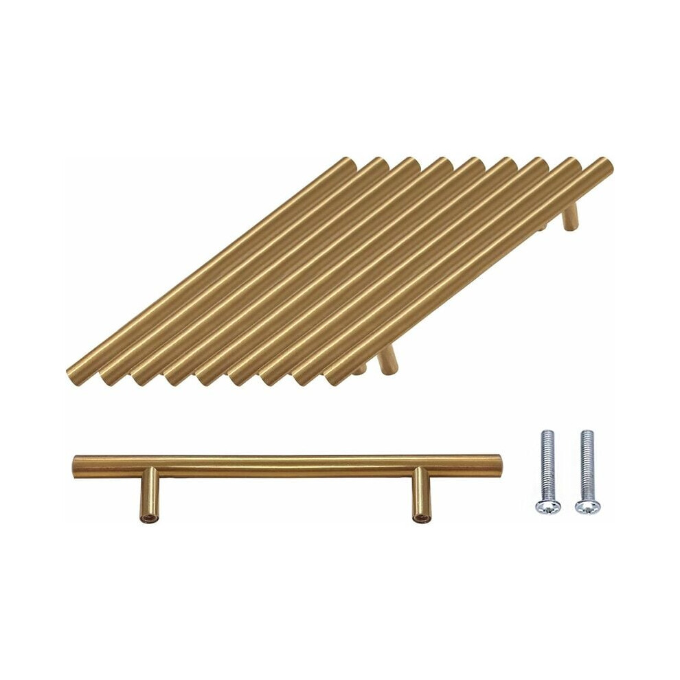 Cabinet Pulls For Modern Kitchens, Stainless Steel Pulls With Satin Gold Cabinet Pulls Look, Durable Steel Ensures Longevity, Easy To Install On 9340959422661