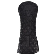 Waterproof Golf Club Headcover For Drivers And Woods, Plush Padding, Durable Fabric, Number Plate, Skull Design, Black