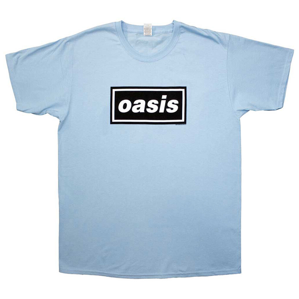 Oasis T Shirt Classic Decca Band Logo New Official Mens Blue