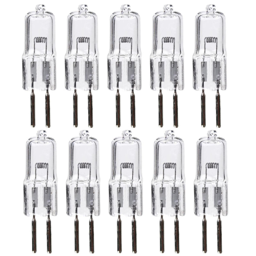 Halogen Bulbs G6.35 24V 50W, Gy6.35 75W, Jc Type T4 2Prong 20W, Dimmable Clear Glass Capsule Warm Pack Of 10 White 9189345180972