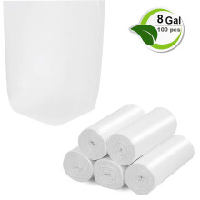 Y17A 8-Gallonen-kompostierbare Müllsäcke, kann in hohe Küchenmüllsäcke geworfen werden, Mülltonnen-Liner weiß (100 Stück 20-30 l).