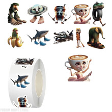 500 Stück/Roll Tung Tung Sahur Italian Brainrot AI Abstract Sealing Sticker DIY PVC Laptop-Aufkleber Dekoration Belohnungsspielzeug