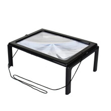 A4-Lesevergrise 3X große, ganzseitige faltbare Desktop-Lupe mit LED-Lichtern für Senioren mit sehbehindertem Lesen. Buchlesen