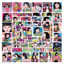 64 Stück Vintage Showa Anime Girl Illustrationssticker für Scrapbooking-Materialien Bastelmaterialien Gepäck Handys Case Computer