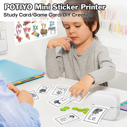 Bluetooth Connection Mini Printer for Smartphones, Inkless Thermal Printer with AI Image Support and Fast Drying Output, APP Operation Rechargeable Ba 1