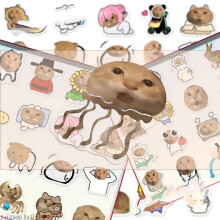 66pcs Round Head Cat Meme Stickers Abstract Funny Cat Internet Hit Emoticons for Scrapbooking Stickers Material Craft Supplies