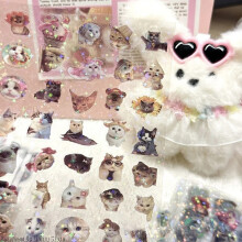 10 Stücke niedliche Katzen-Laser-Aufkleber in hoch aussehenden Schüler-DIY-Materialien Kreative Dekoration für Handbuch-Schreibwaren