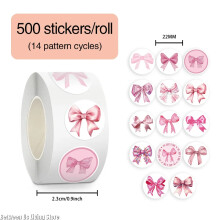 500 Stück/Roll, Dreamy Pink Schleifenaufkleber, DIY-PVC für Laptop-Dekoration, Handyhülle, Koffer, Bastelmaterialien, Scrapbooking-Material,