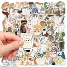 77 Stück niedliche Cartoon-Katzenaufkleber ohne Klebstoff, wasserdichtes DIY-Scrapbooking-Material für Laptop, Notizbuch, Bücher,