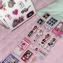 Planner Sticker Roll Pink Memory Pixel Style Mini Cute Scrub Fine Flash Cut Film Tape for Girls Schreibwaren Handbücher