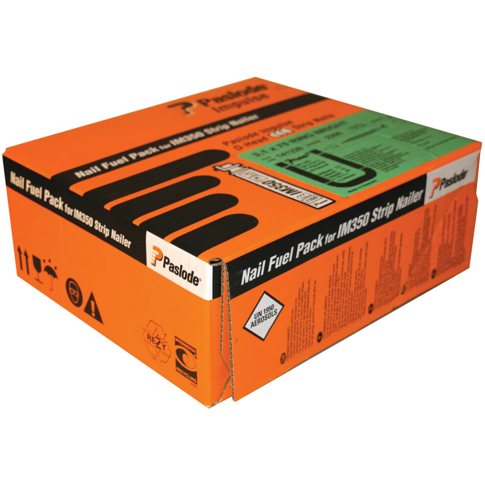 Paslode Im350+ Plain Shank Bright Nails - 3.1 X 90Mm (2200 Box + 2 Fuel Cells) 5701291412330