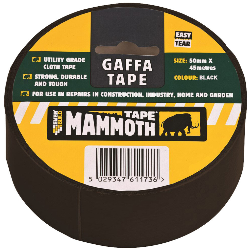 1 Pack - Everbuild 2VGAFFBK45 Gaffa Tape Black 50mm x 45m