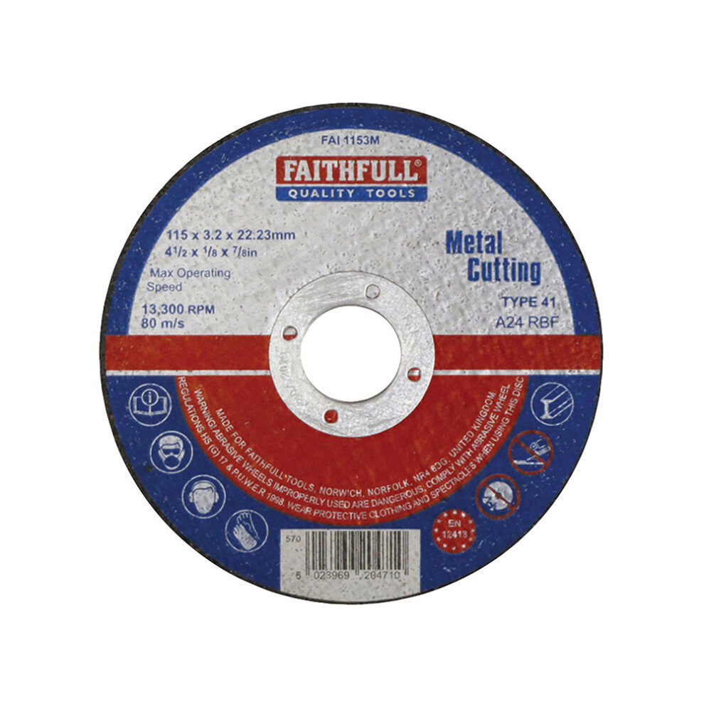 Faithfull Fai1153m Cut Off Disc For Metal 115 X 3.2 X 22Mm