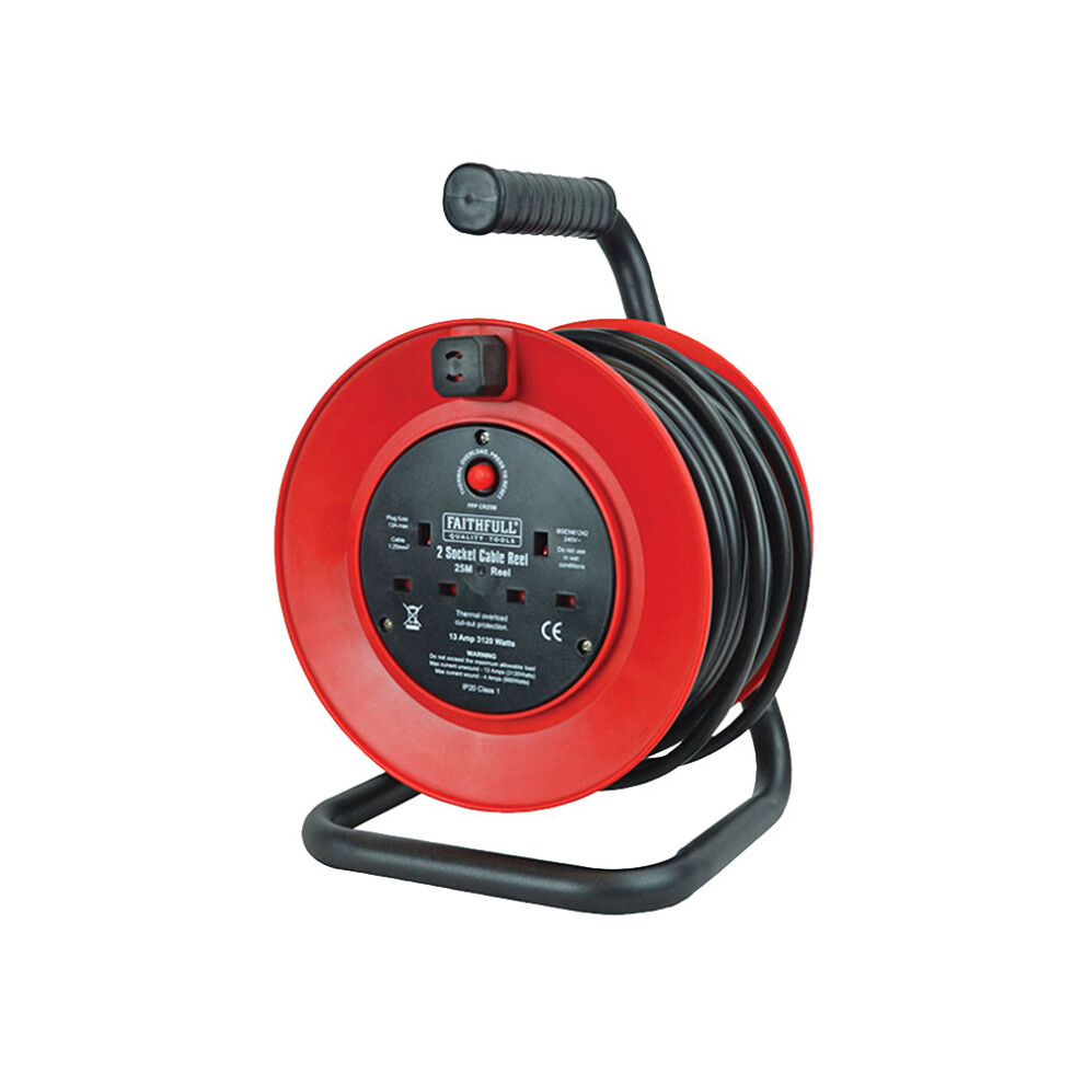 Faithfull Fppcr25m Cable Reel 25 Metre 13 Amp 230 Volt 5023969215211