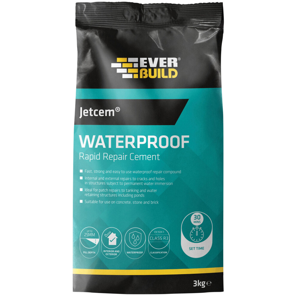 Everbuild JETWAT3 Jetcem Waterproofing Rapid Setting Cement 3kg