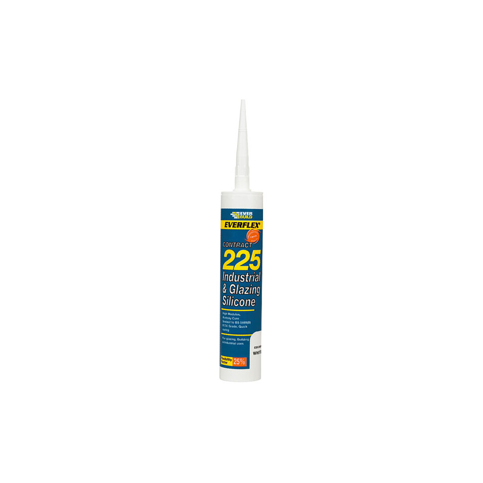 Everbuild 225 Industrial And Glazing Silicone White C3 Tube