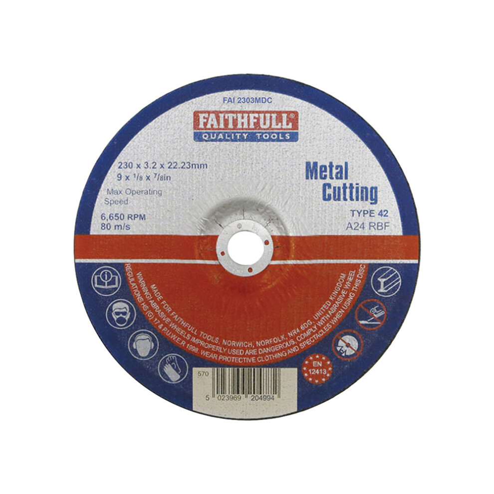 Faithfull FAI2303MDC Cut Off Disc for Metal Depressed Centre 230 x 3.2 x 22mm