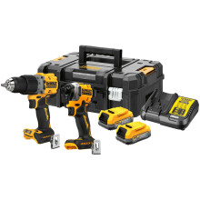 Dewalt Dewalt DCK2050E2T 18V XR Combi Drill & Impact Driver Twin Pack (2 x Powerstack Batteries) DCK2050E2T-GB