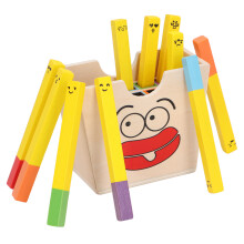 Pommes Frites Matching Spielzeug – Buchenholz Farbzuordnungs-Spiel für Kinderküche Spiel