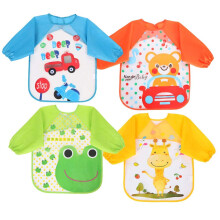 Reusable Baby Smock Bib, Adjustable Straps Soft Lightweight Bib with Long Sleeves for Messy Play, Lead Free BPA Free Material Construction, Stain