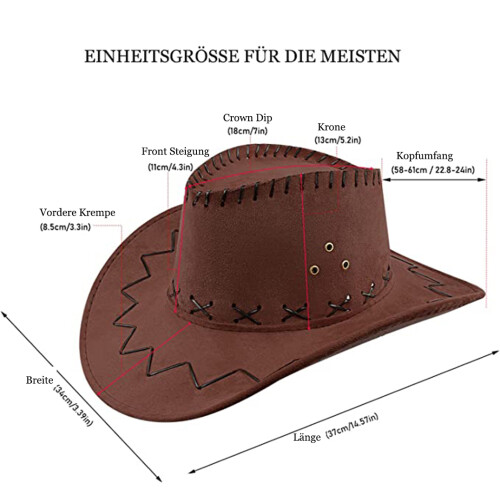 Καπέλο Unisex Cowboy για λάτρεις της υπαίθρου, κομψό καπέλο ηλίου με φαρδύ γείσο και 1