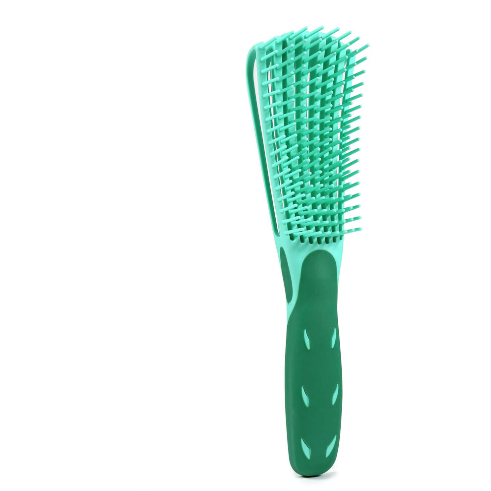 Green Detangling Brush, Curly Afro Texture, Flexible Comb Arms For Wet Or Dry Hair, Non-Slip Rubber Grip For Enhanced Control (Green)