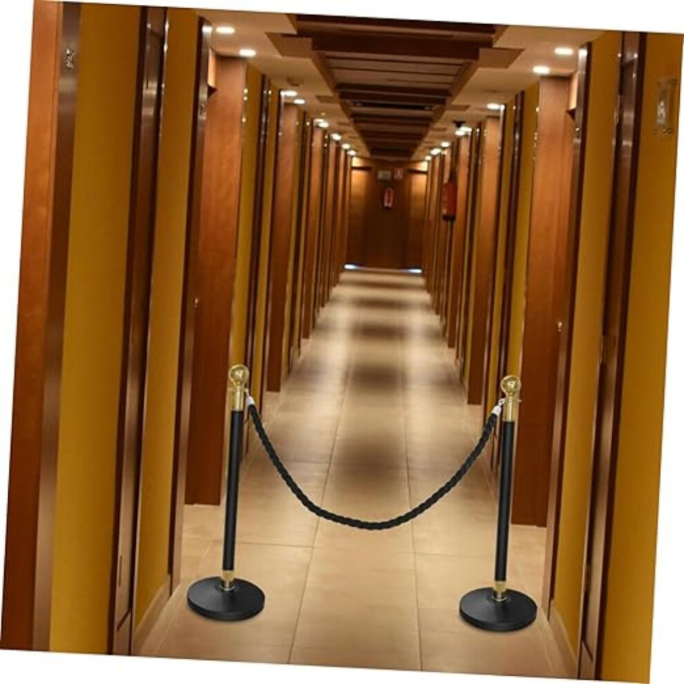 1.5M Black Rope Twisted Safety Barrier Crowd Control Divider Rope Effective Queue Stanchion For Hotels Banks Hospitals Mall 6935161469936