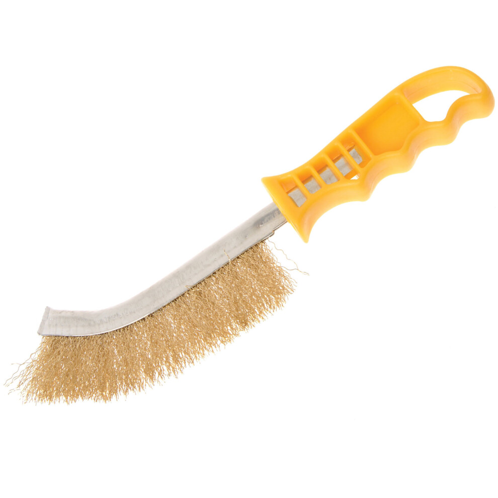 Faithfull FAIWBHANDB Wire Scratch Brush Brass Yellow Handle