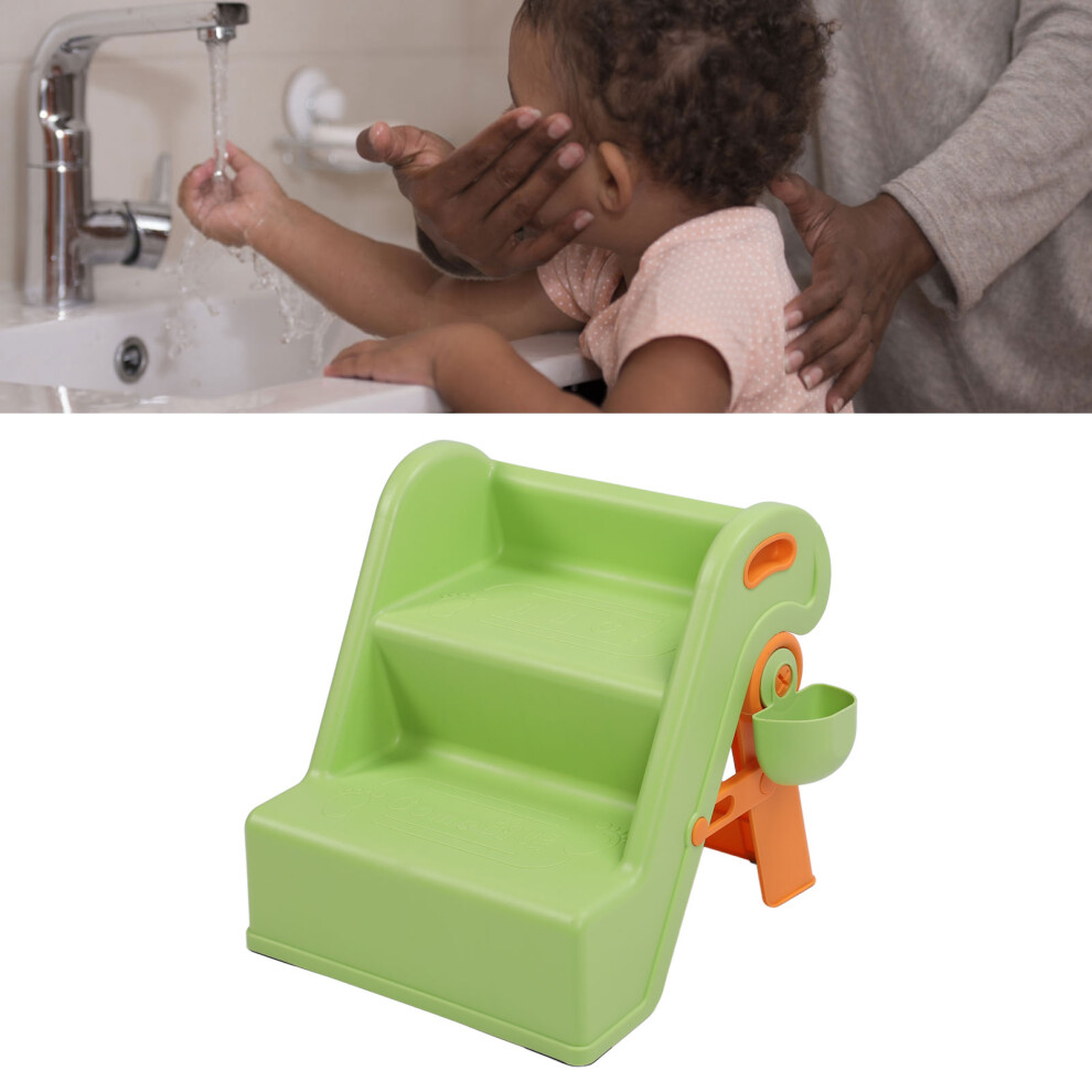 Kids 2-Step Folding Footstool with Splashguard, Anti-Slip, Green