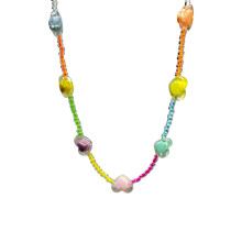 Collier pendentif étoile perlée colorée, chaîne de-collier 2