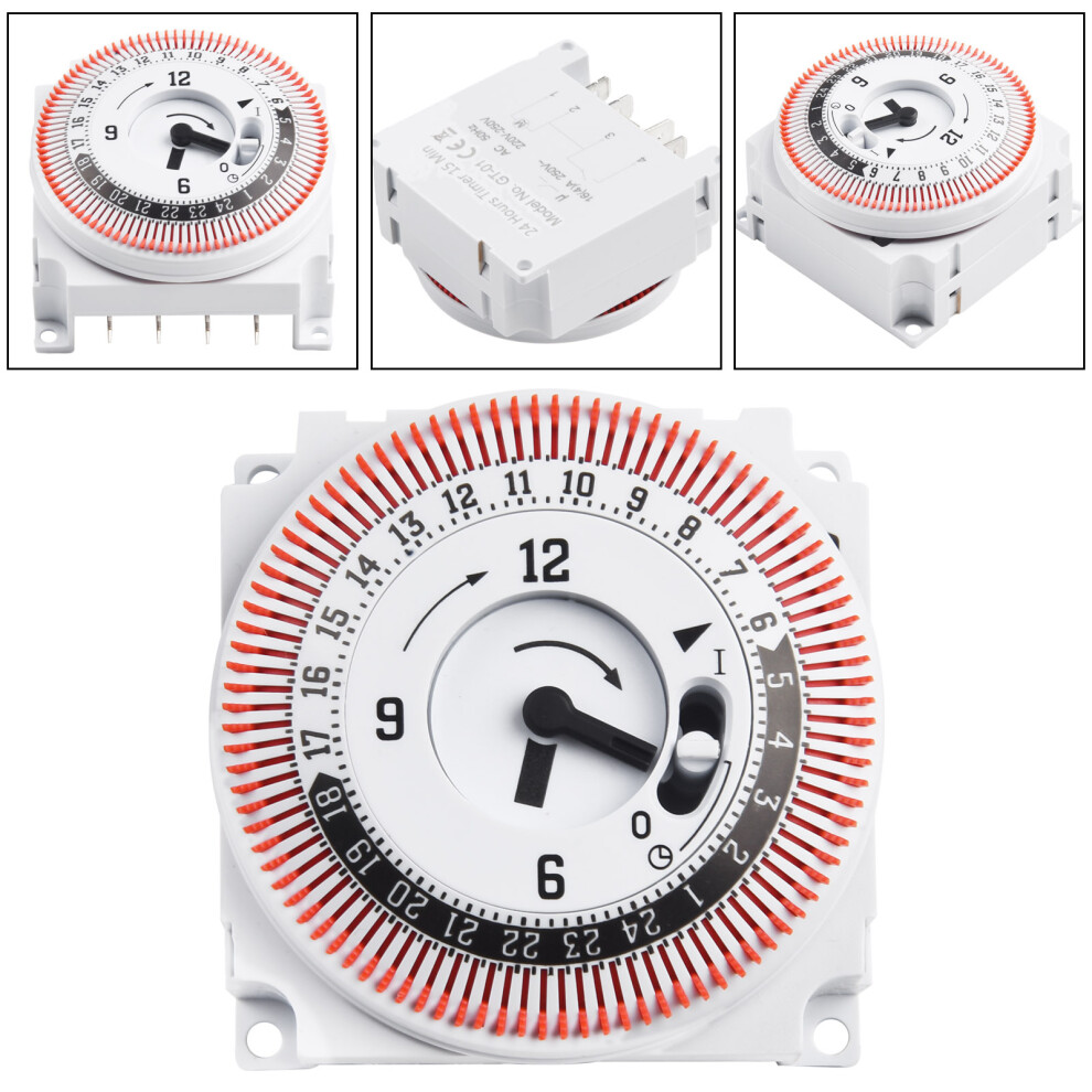 16A 250V Mechanical 24 Hours Timer Switch Industrial Timing Device Panel Switch Protect Industrial Timing Switch Protect Panel 6935161461282