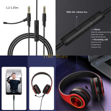 K32C 3. 5mm Stecker Mikrofonkabel Ersatz-Kopfhörerkabel 1,2 m lang