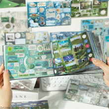 72 Blätter Vintage Dreams Aufkleberbuch PET PVC für Bastelmaterialien Scrapbooking-Material Mädchengeschenk