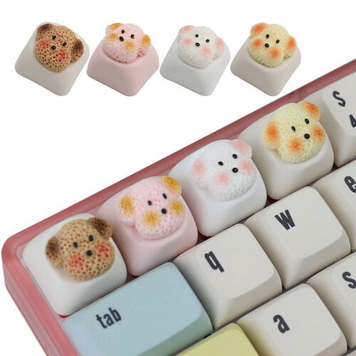 Mechanical Keycap Featuring 3D Dog Figures Resin Keycaps-White 2