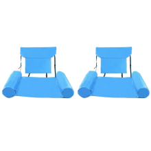 2X Poolschwimmstuhl, aufblasbare Poolliege für Erwachsene, faltbarer tragbarer Schwimmsitz, Poolparty Summer Water Fun Blue