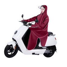 Wine Red 5XL Electric Bike Raincoat, Oxford Cloth, Enlarged Protection