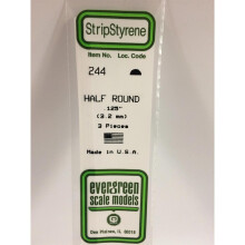 EverGreen EVG244 0.13 in. Styrene Half Round Railroad Building Supply, White