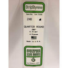 EverGreen EVG248 0.06 in. Styrene Quarter Round Railroad Scratch Building Supply, White