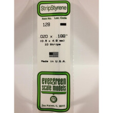 EverGreen EVG128 0.02 x 0.19 in. Styrene Strips Railroad Scratch Building Supply, White