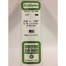 EverGreen EVG137 0.03 x 0.16 in. Styrene Styrips Railroad Scratch Building Supply, White