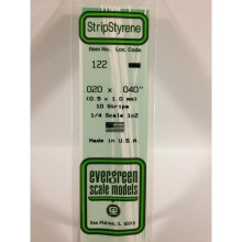 EverGreen EVG122 0.02 x 0.04 in. Styrene Strips Railroad Scratch Building Supply, White
