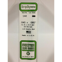 EverGreen EVG144 0.04 x 0.08 in. Styrene Strips Railroad Scratch Building Supply, White