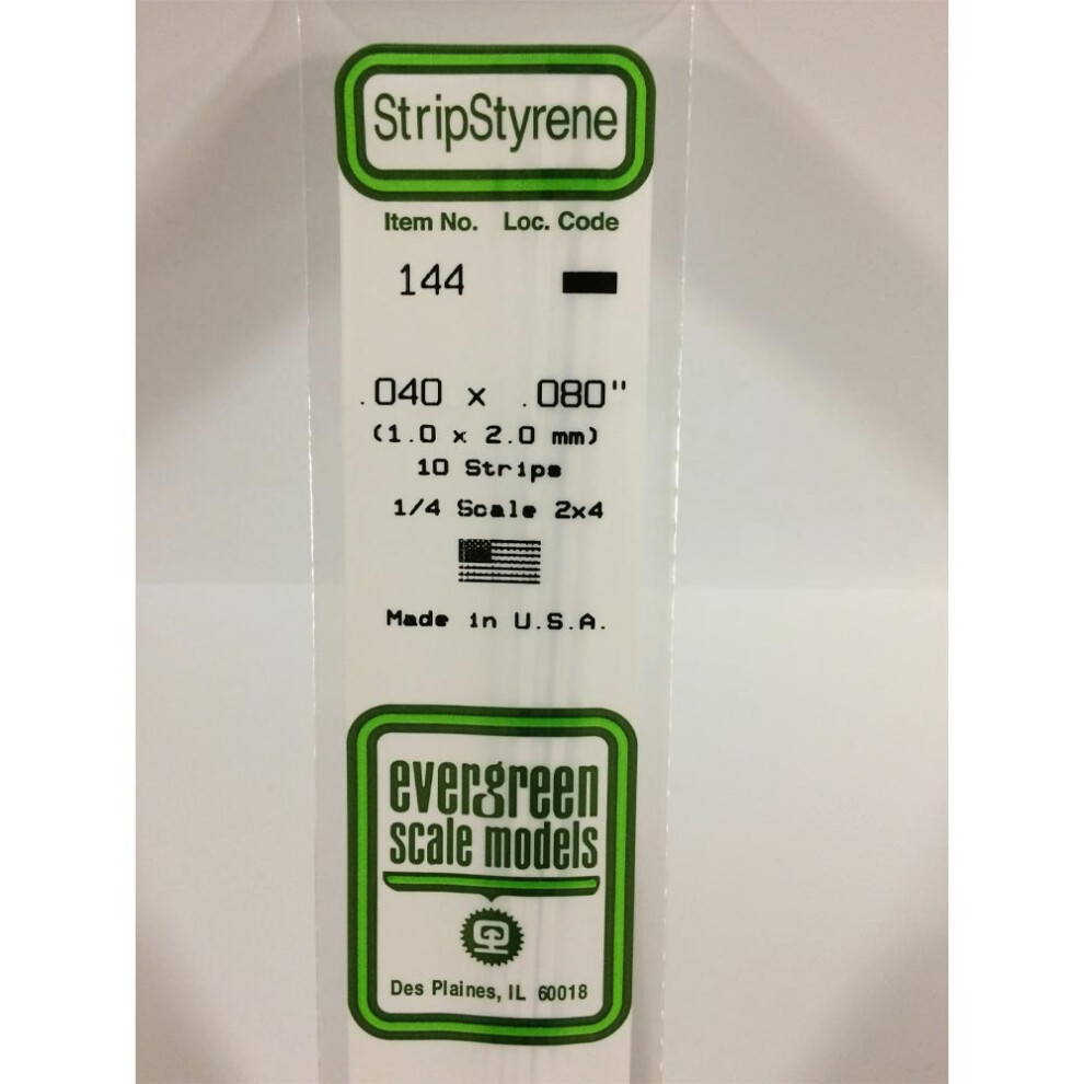 Evergreen Evg144 0.04 X 0.08 In. Styrene Strips Railroad Scratch Building Supply, White