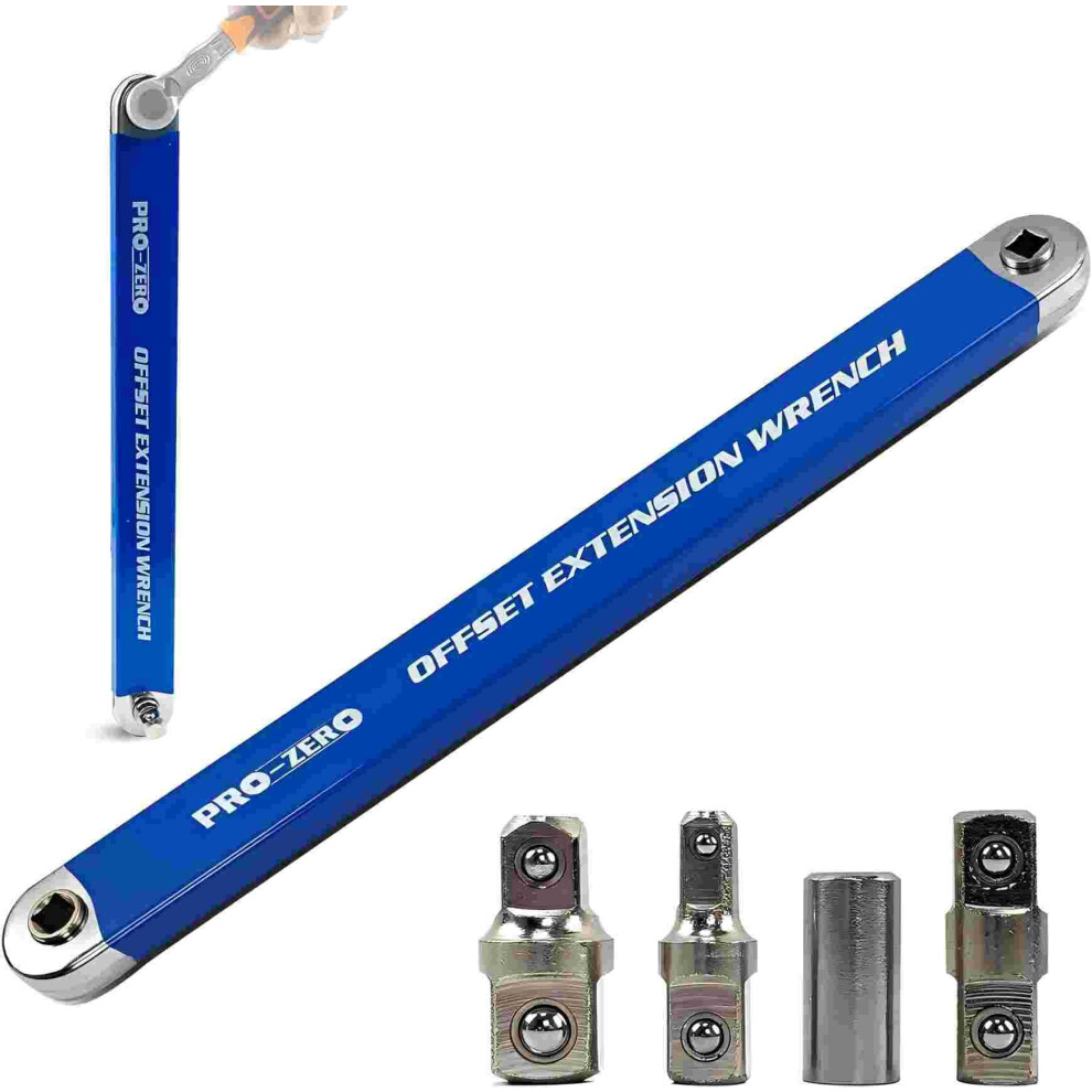 Bias Extension Wrench With 1/2Inch, 1/4Inch, 3/8Inch Square Drive Adapters, Small Area Universal Extension Wrench Kit 9189345181962