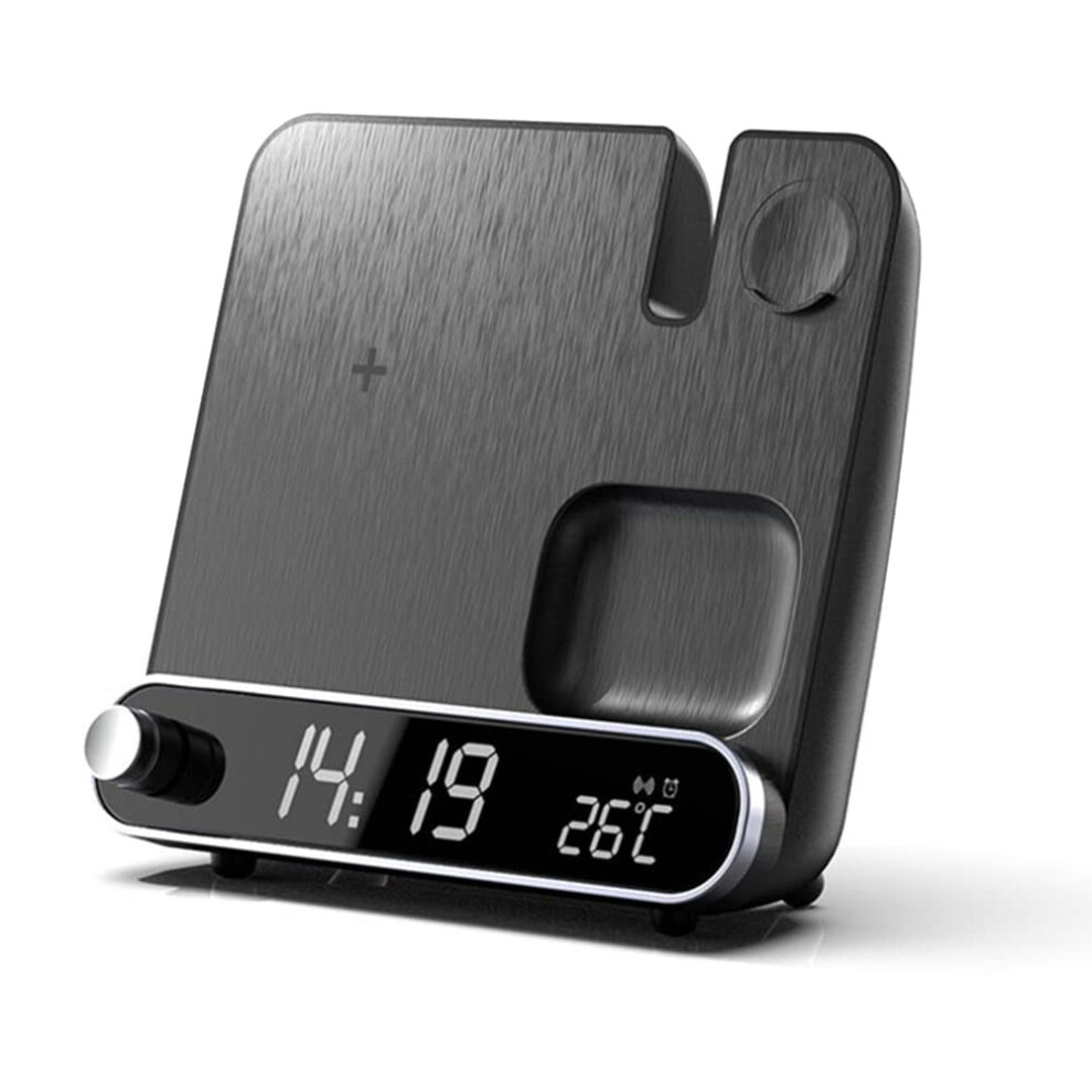 Wireless Charging Station 15W Fast Charger With Digital Clock For Phone Watch And Earbuds 9189345182655