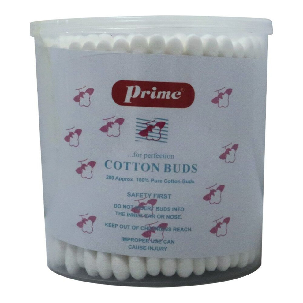 Prime Cotton Buds, Soft & Hygienic Ear & Makeup Applicators, - Pack of 200'S