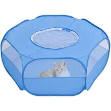 Parc à jeux pour petits animaux, tente hexagonale transparente et respirante à ouverture automatique pour enclos intérieur, idéale pour les