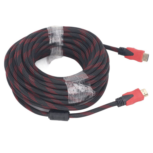 HD Multimedia Interface Cable 49ft, Red & Black, Stable HDMI for TV Projector