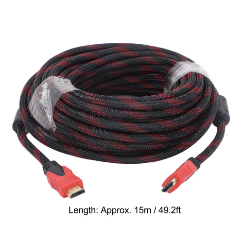 HD Multimedia Interface Cable 49ft, Red & Black, Stable HDMI for TV Projector 1