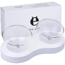 Pet Feeder with Slow Feeder Technology, Money Saving Design, Comfortable Feeding Posture for Cats & Small Dogs, Transparent Feeder for Easy